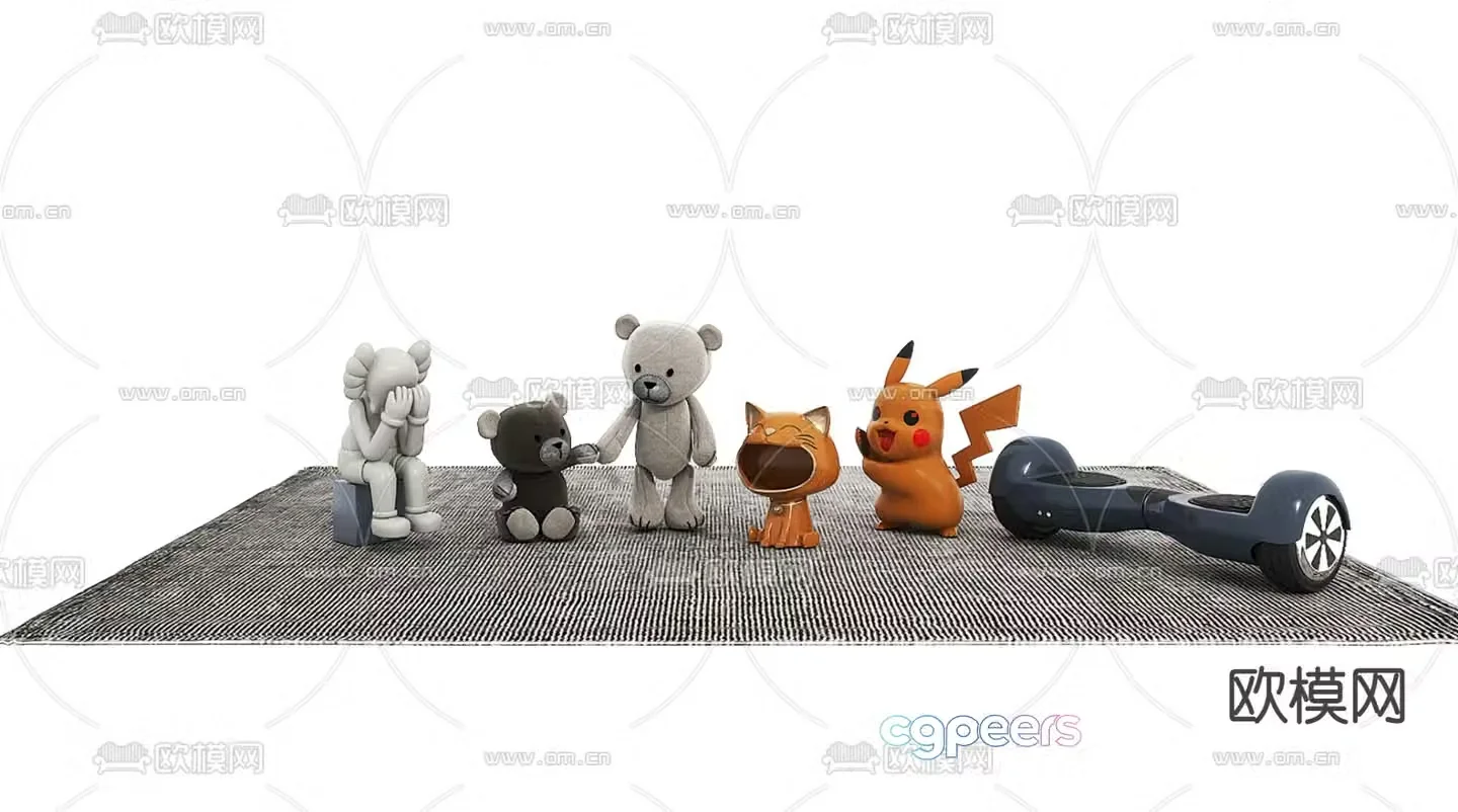 Balance car teddy bear pikachu violent bear 3d model