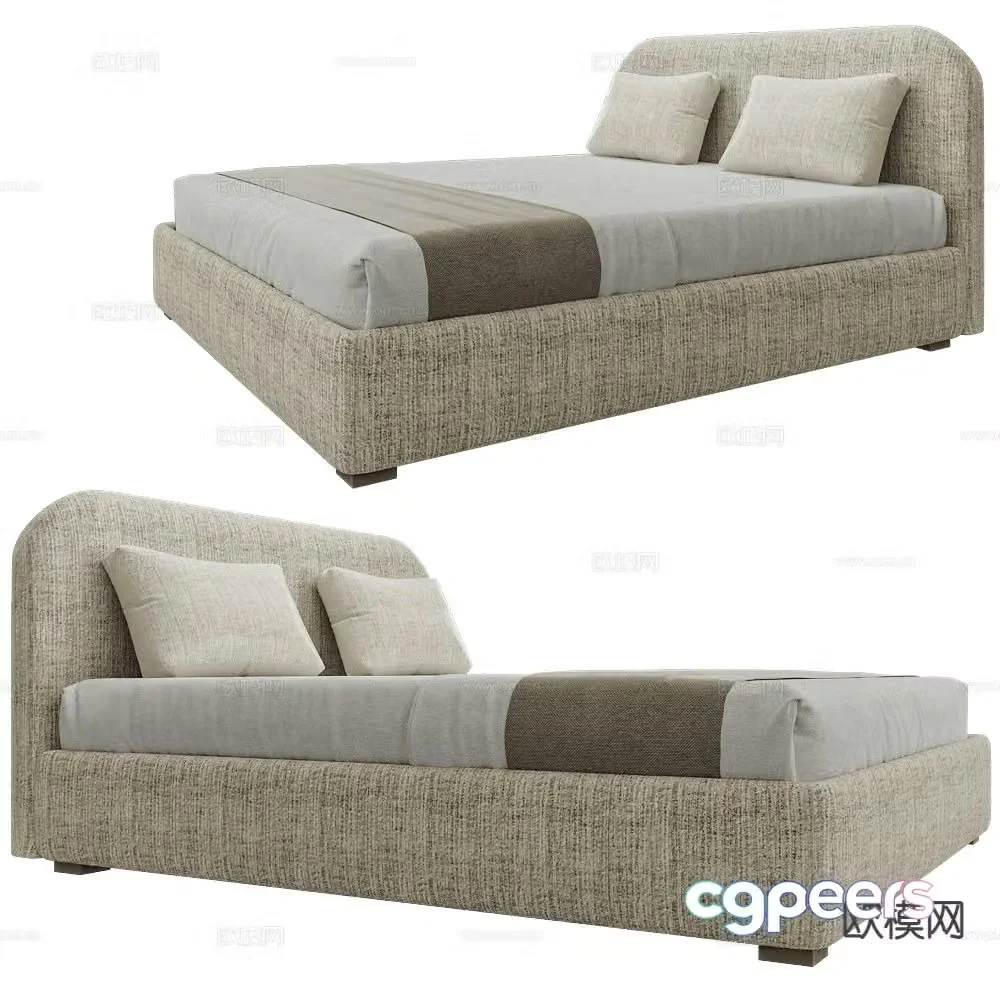 Modernature fabric double bed 3d model