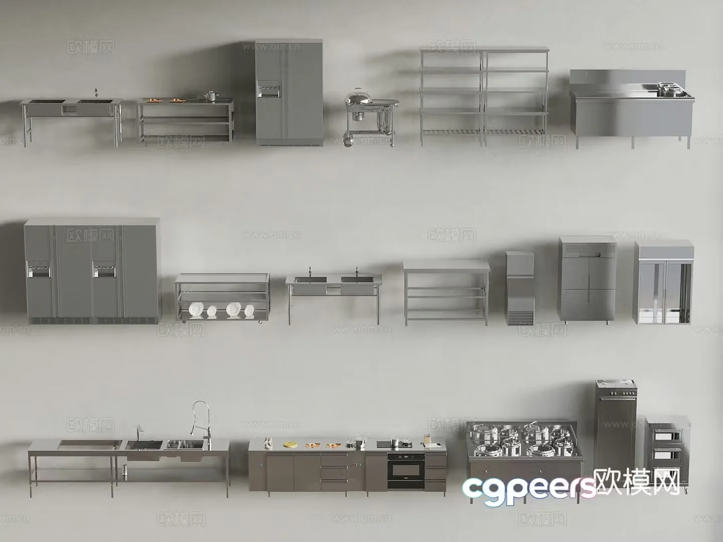 Modern kitchen equipment kitchen operating table 3d model