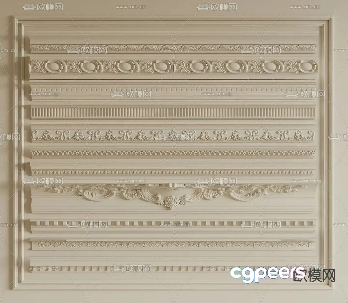 French Lines Gypsum Lines Corners 3D Model