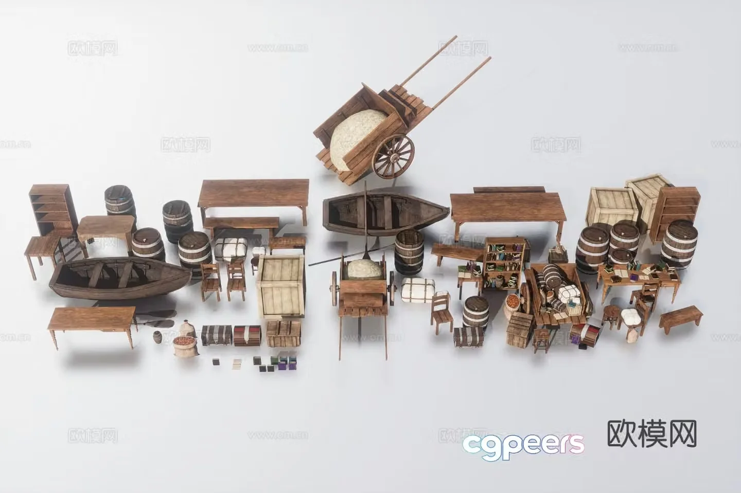 Medieval objects folklore sketch 3d model