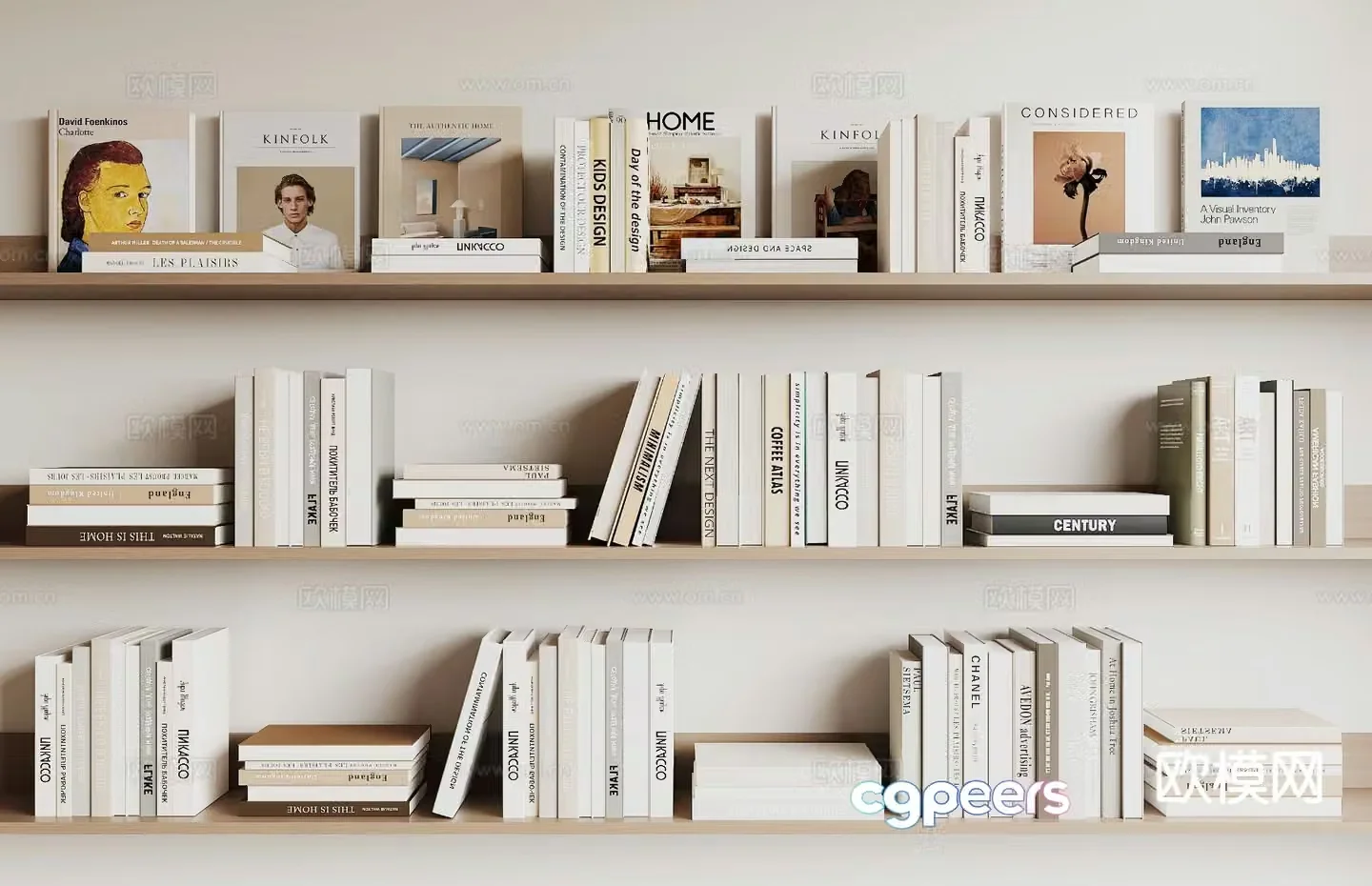 modern books book stack 3d model