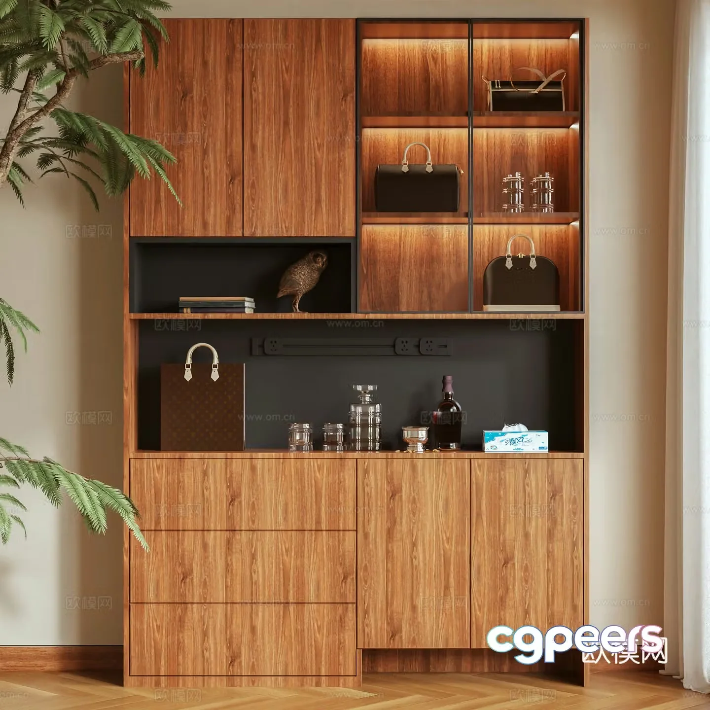 Log wind shoe cabinet 3d model