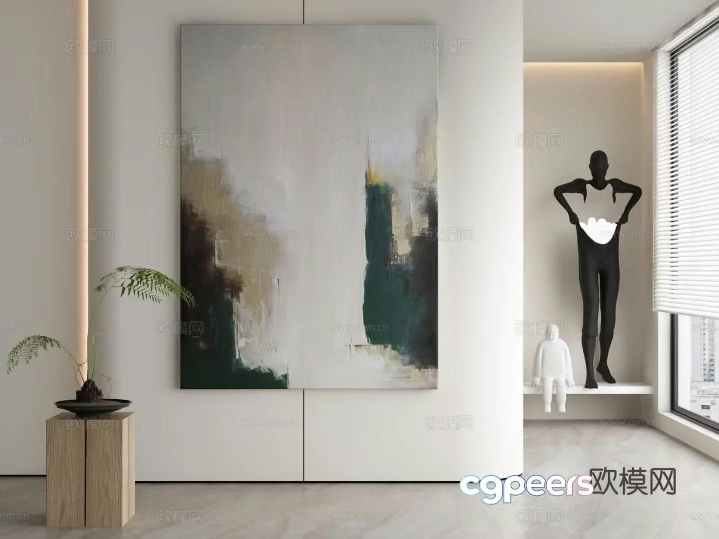 Modern decorative painting abstract oil painting sculpture 3d model