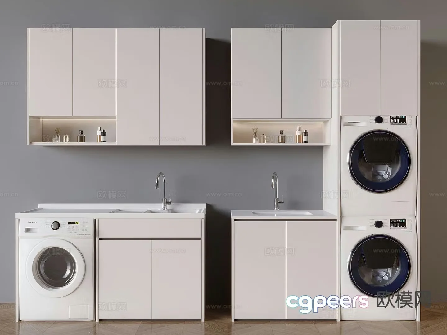Modern balcony cabinet washing machine cabinet 3d model