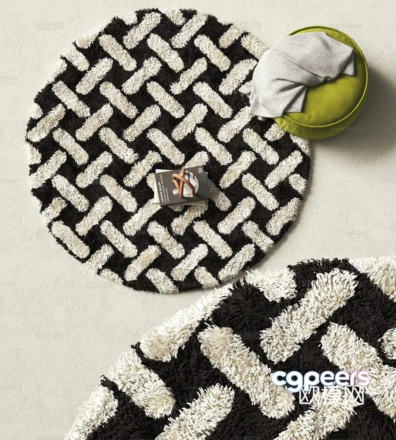 Modern round carpet Plush carpet 3d model