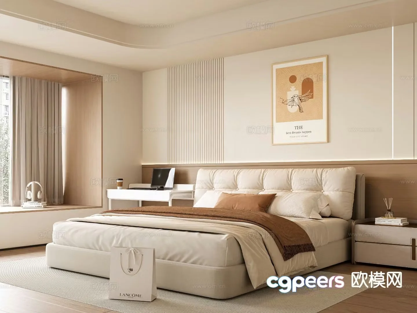 Cream style bedroom master bedroom 3d model