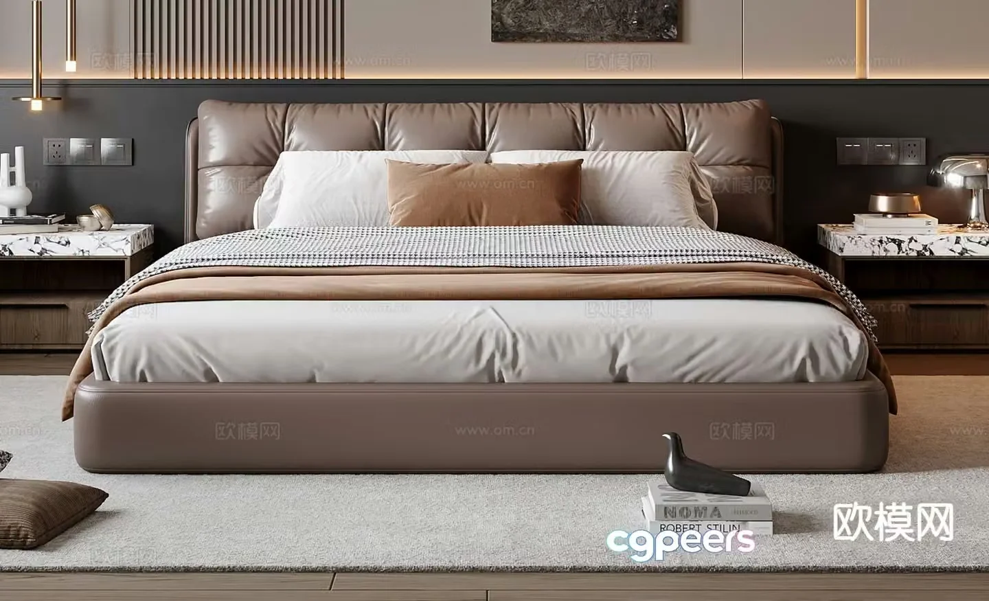Italian double bed 3d model