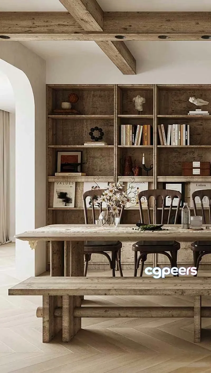 Wooden Dining Table 3D Model – 4379 – VRAY Render