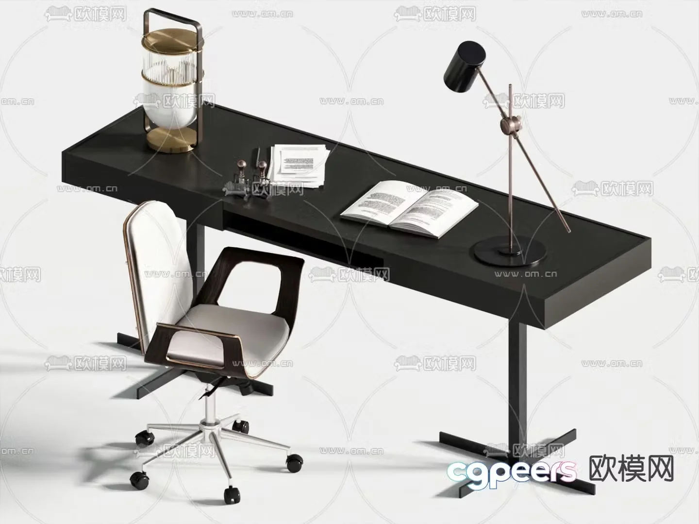 modern desk writing desk 3d model