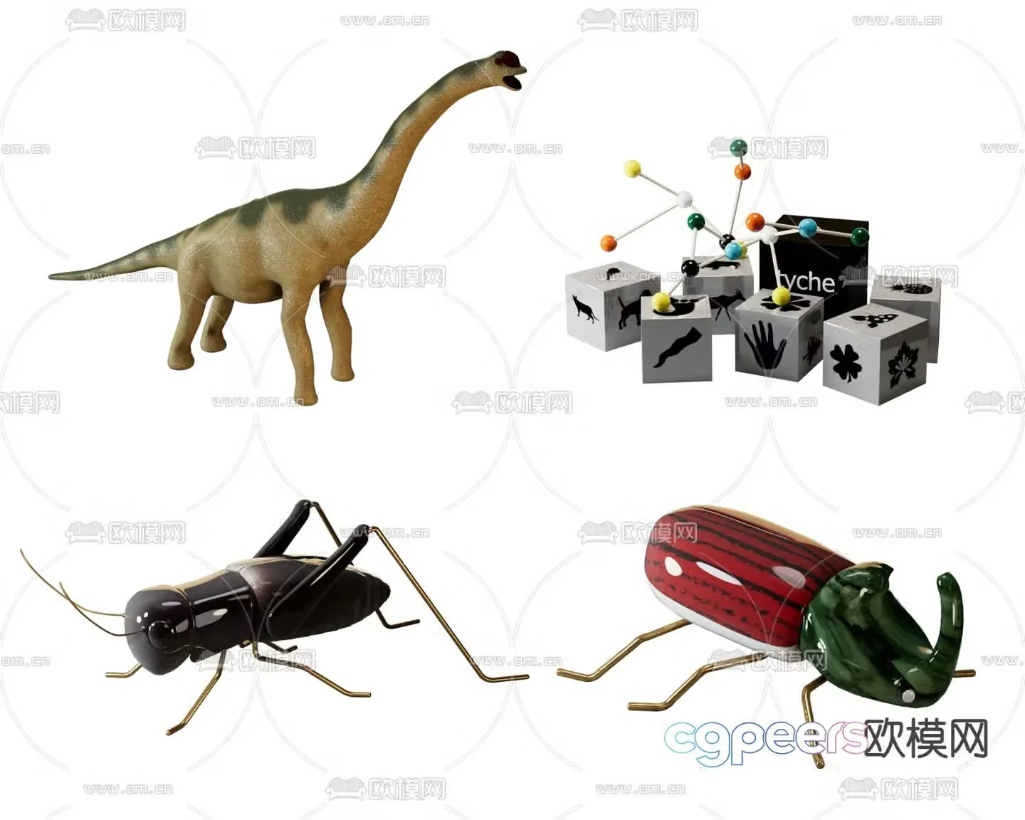 toys animal soft clay dinosaur insect 3d model