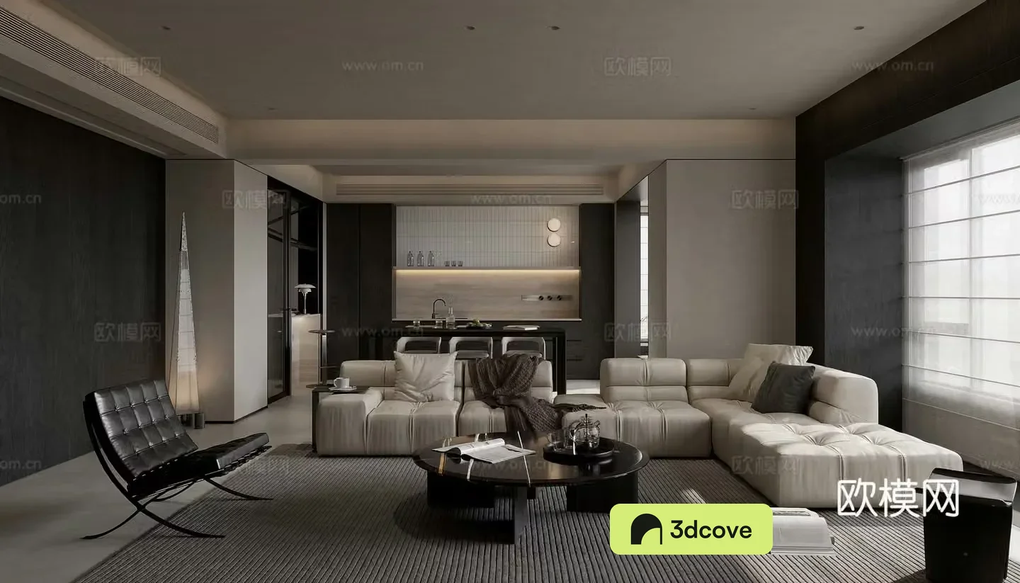 Modern living and dining room