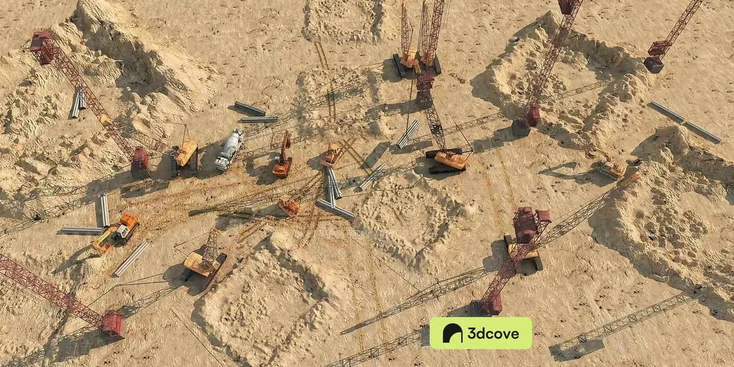 Construction Site With Heavy Machinery