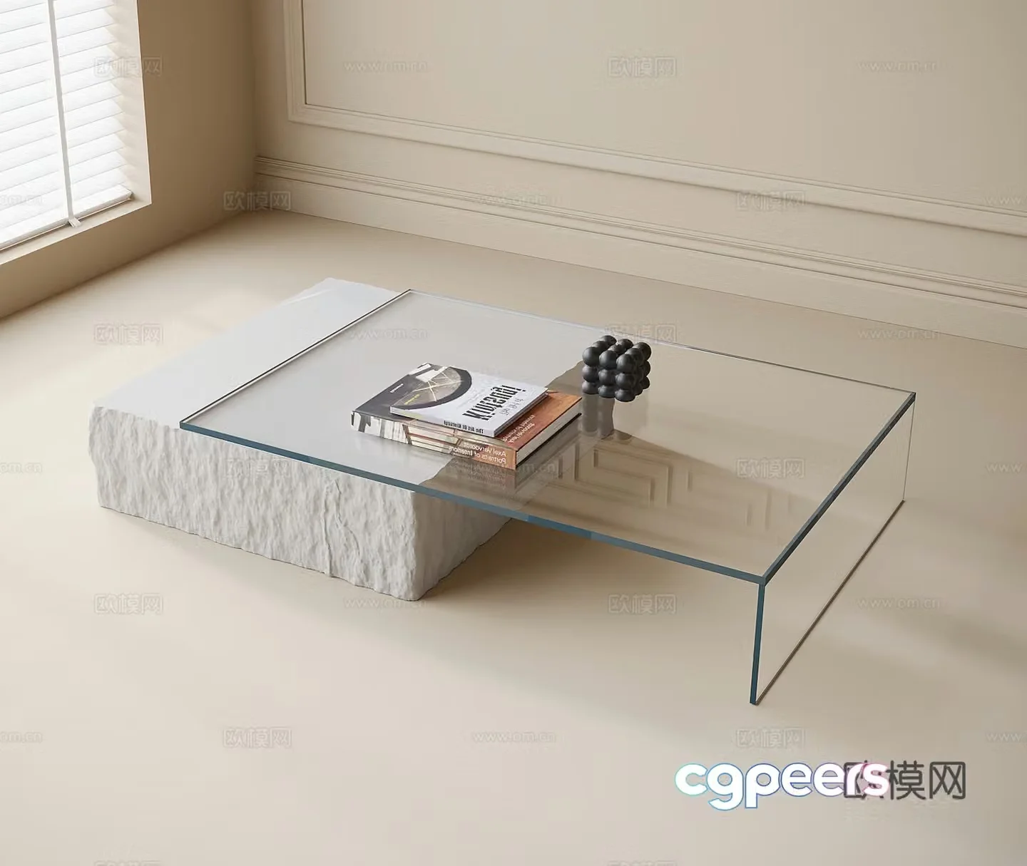 Modern glass coffee table 3d model