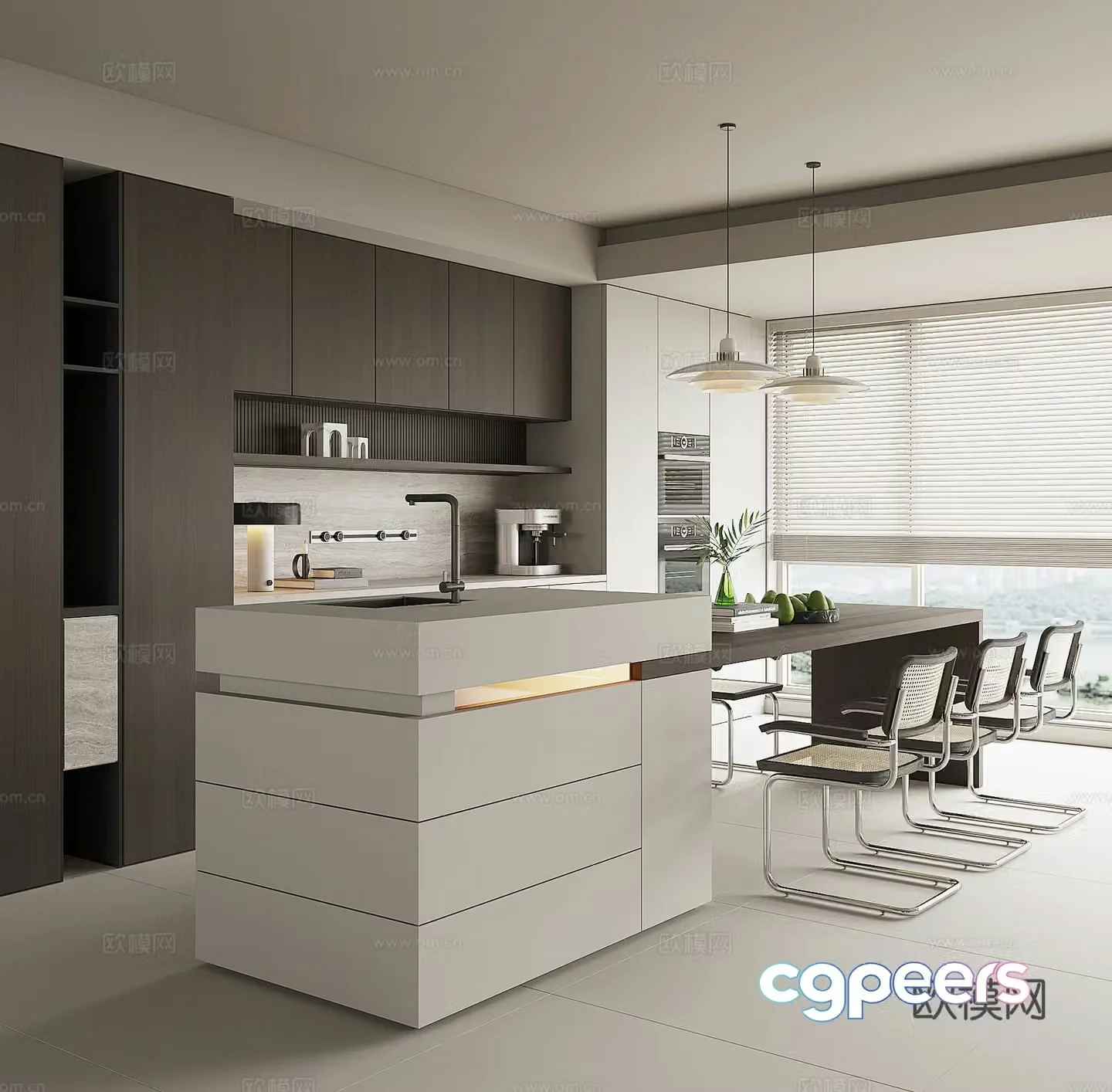 Modern island restaurant 3d model