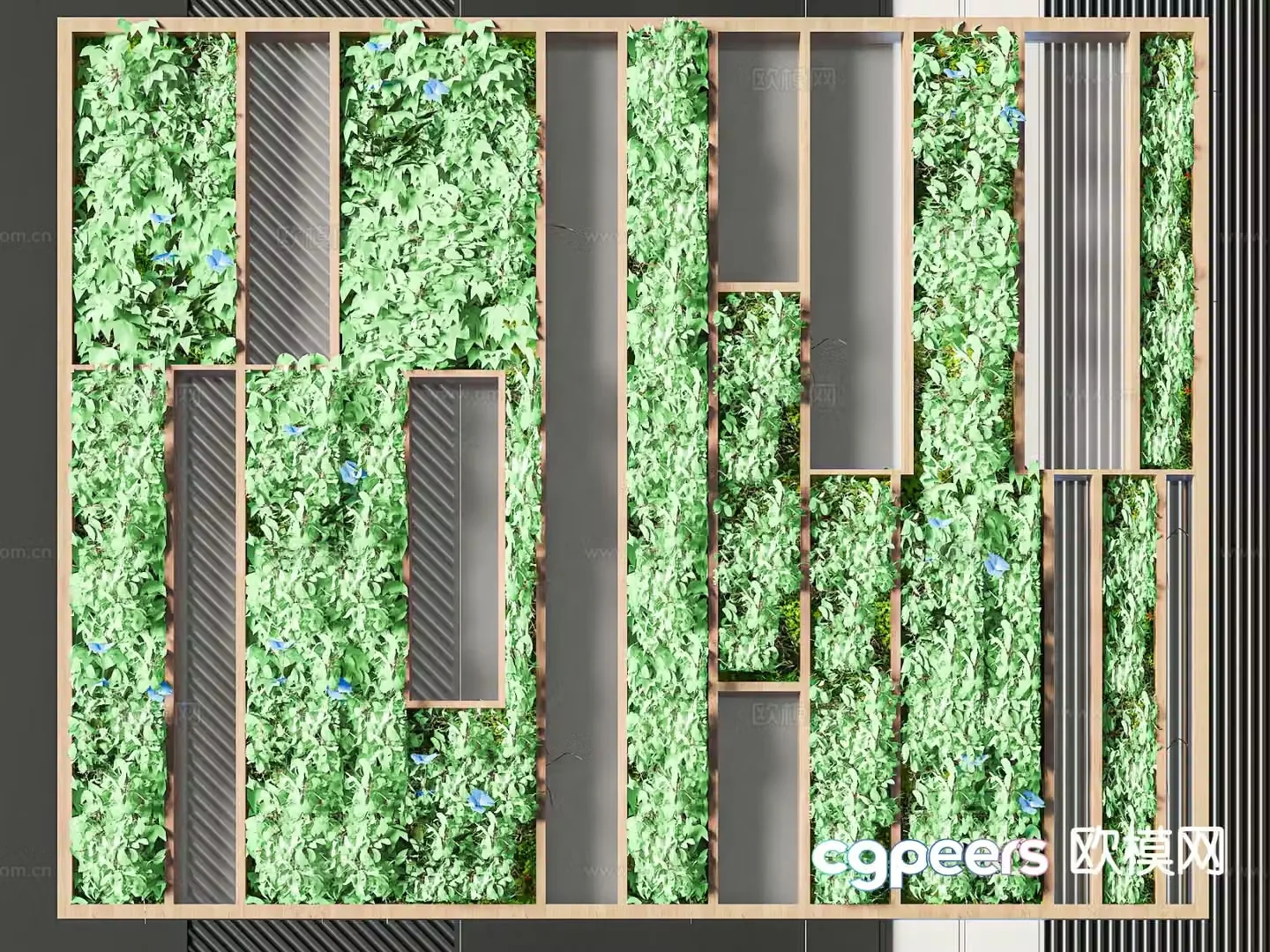 green plant wall plant wall 3d model