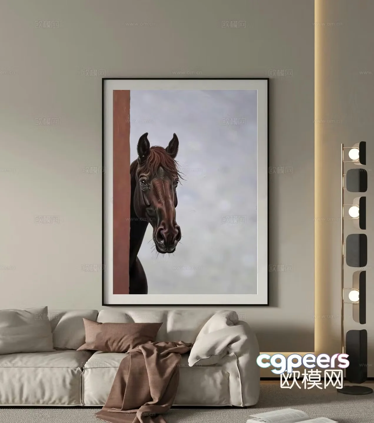 Modern porch decoration hanging paintings Minimalist animal decoration hanging paintings Italian living room decoration hanging paintings End view horse 3D model