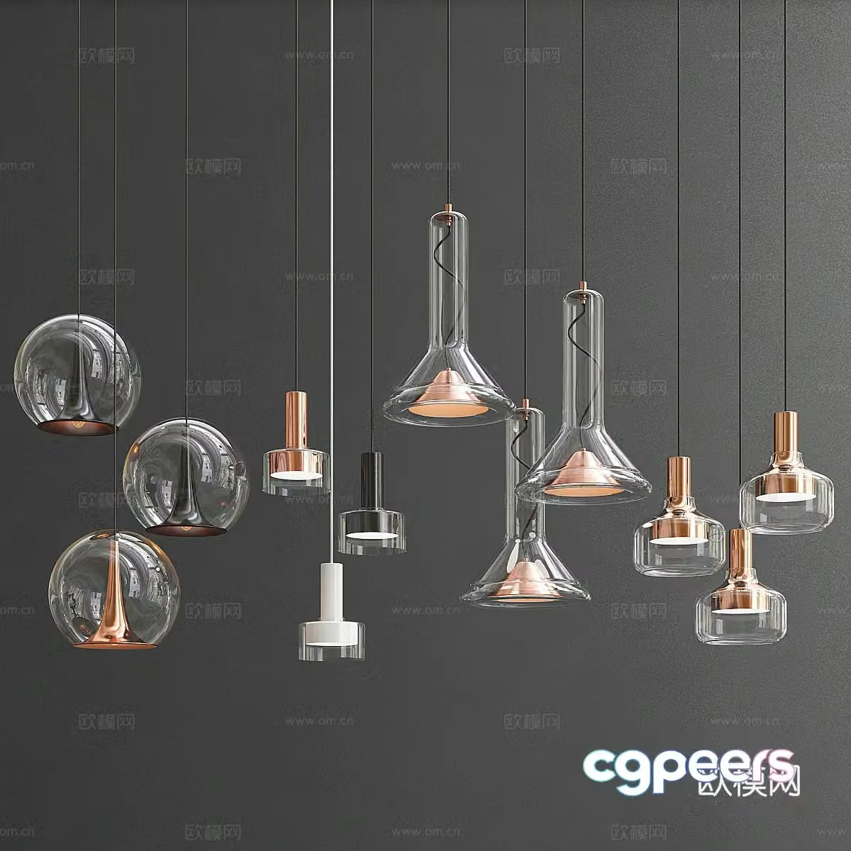 Modern glass chandelier 3d model