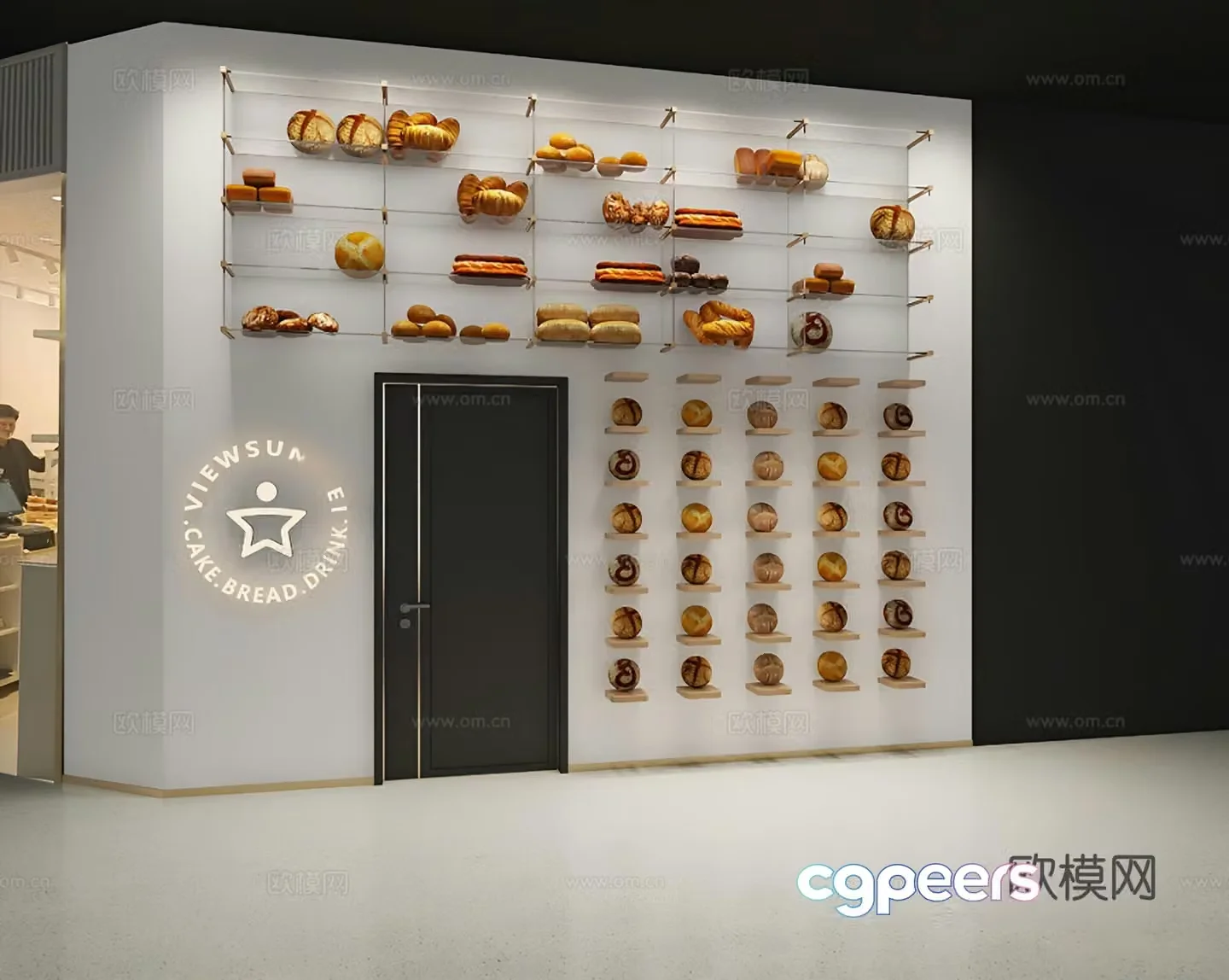 Modern bakery door head 3d model