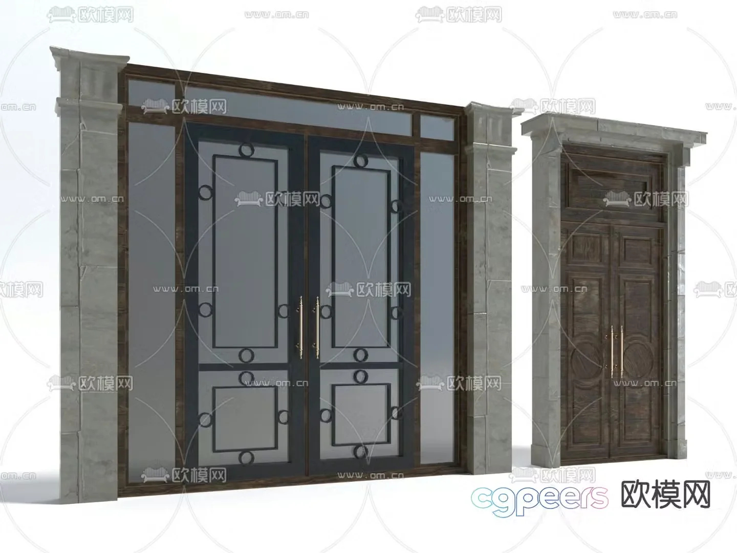 Entrance door courtyard door swing door double door 3D model