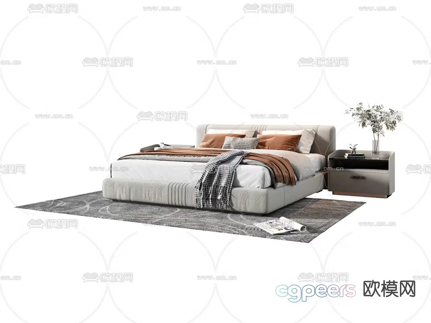 Modern fabric double bed 3d model