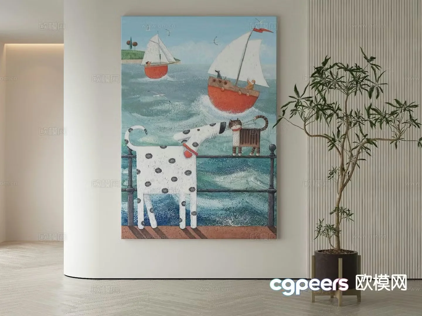 Modern art painting cartoon painting decorative painting 3d model