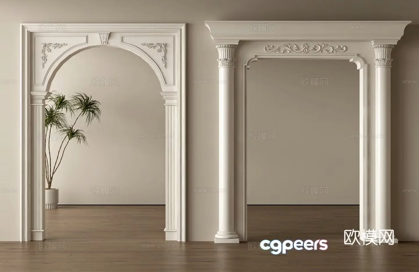 European style door cover dumb door opening 3d model