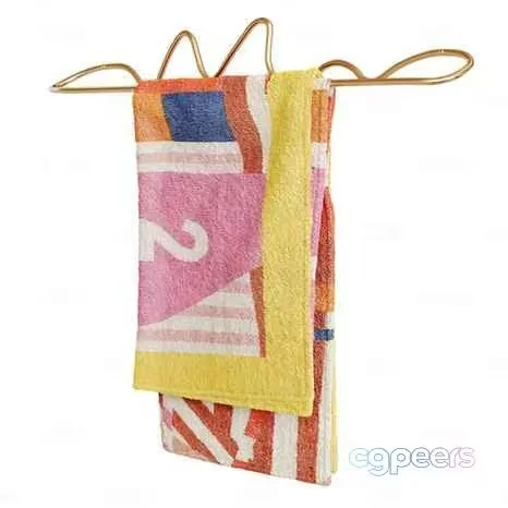 A Colorful Towel Hanging From A Gold Hanger 3D Model – 2082 – CORONA Render