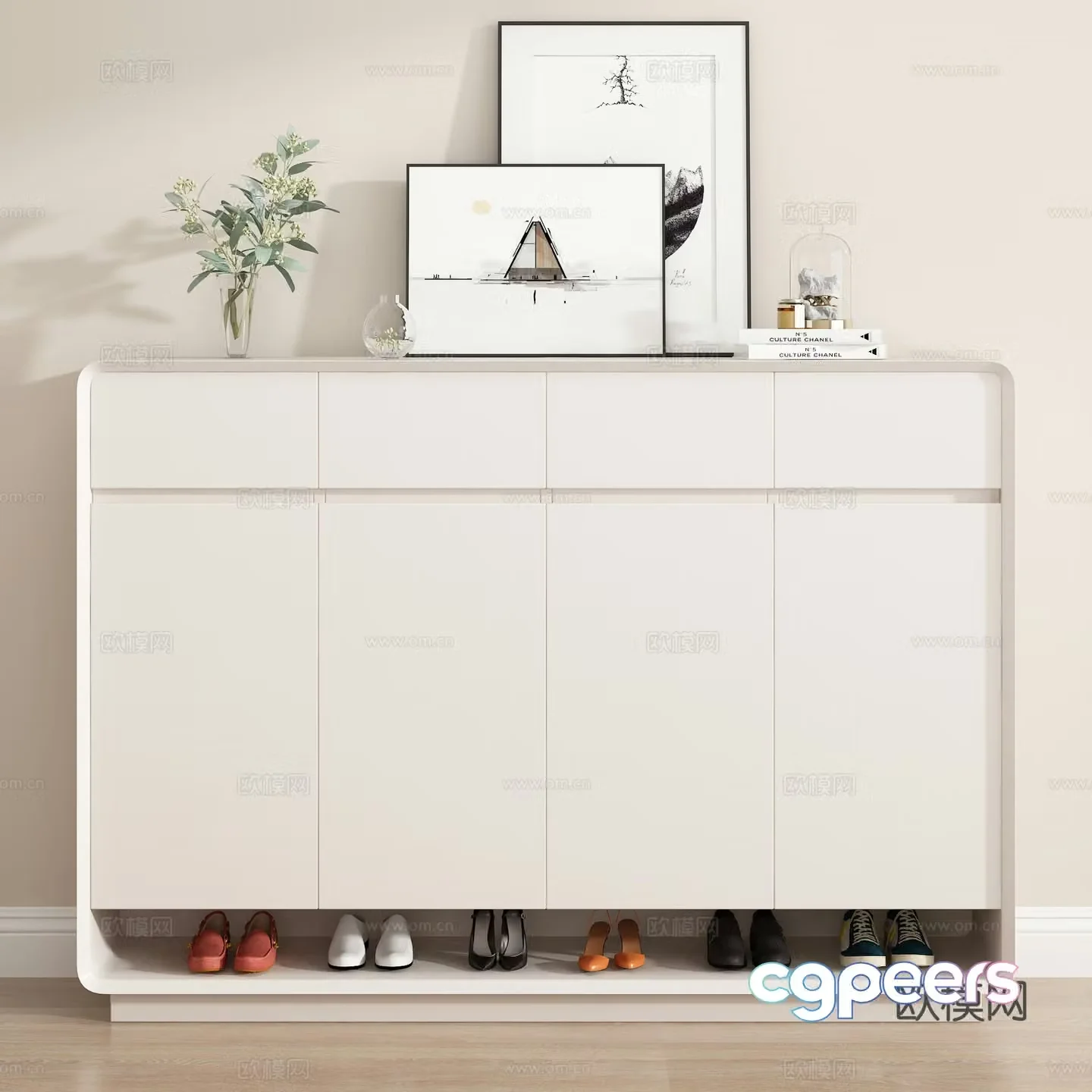 Shoe cabinet shoes vase decorative painting 3d model