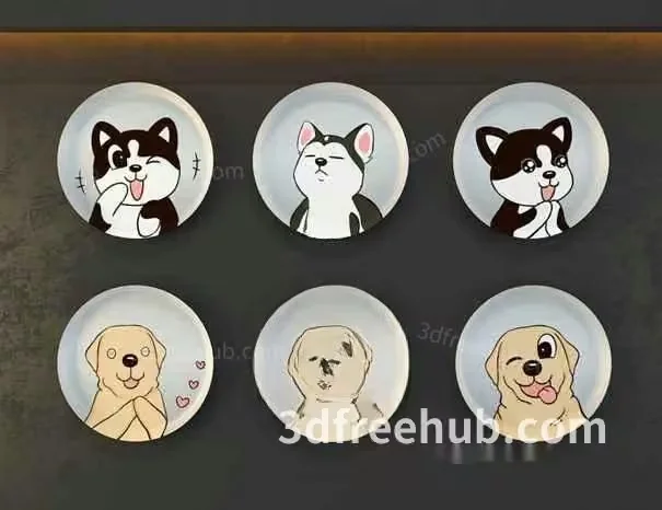 A Set Of Dog-Themed Stickers 3D Model – 18753 – VRAY Render