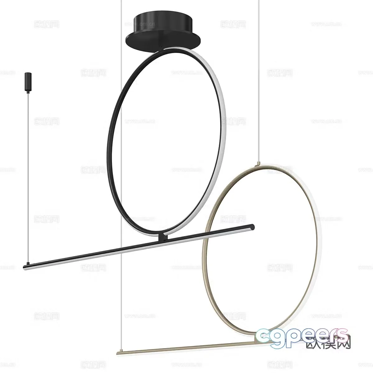 Modern minimalist linear chandelier 3d model