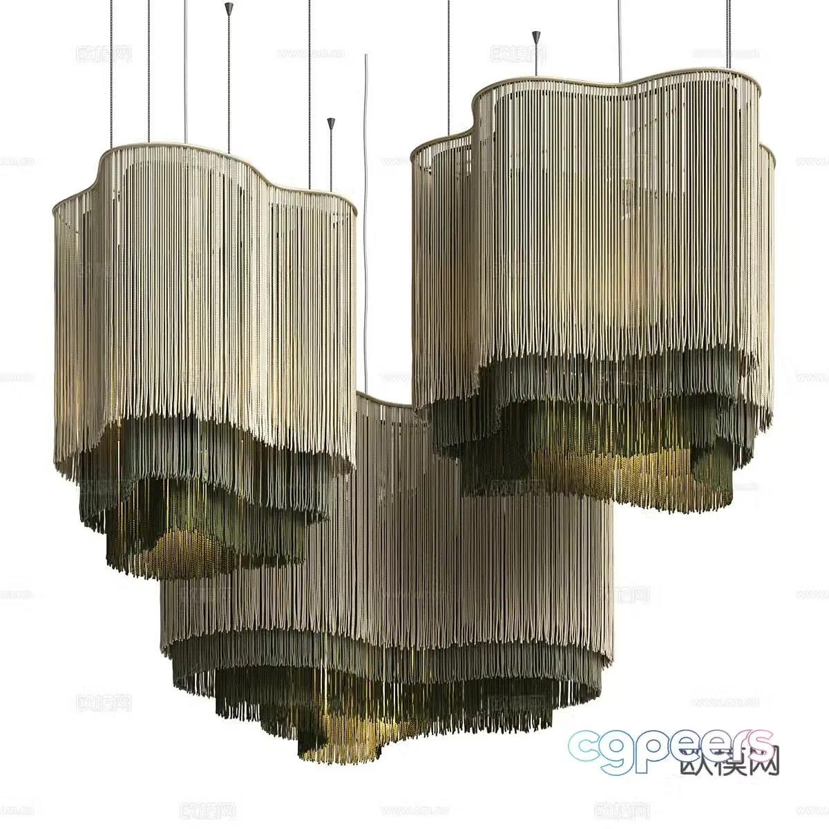 New Chinese style wasabi decorative chandelier 3D model
