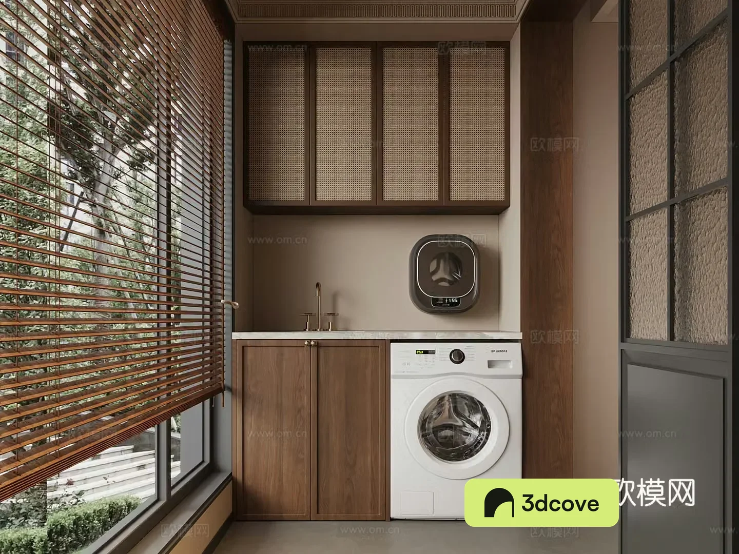 Balcony medieval style balcony washing machine cabinet