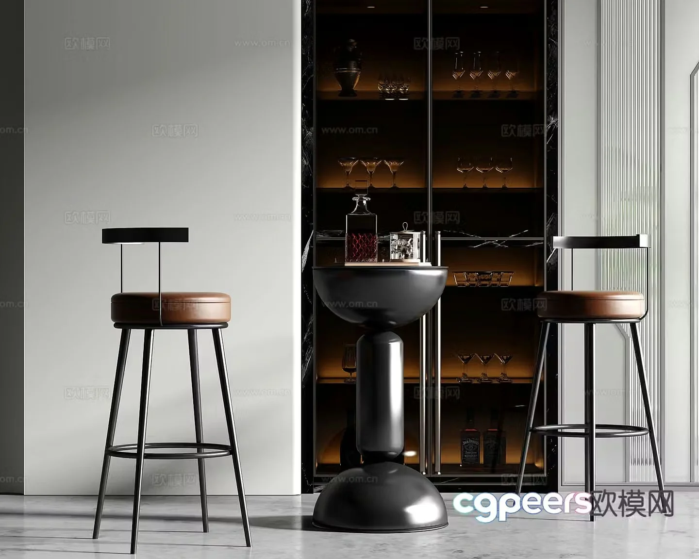 Light luxury bar bar chair 3D model