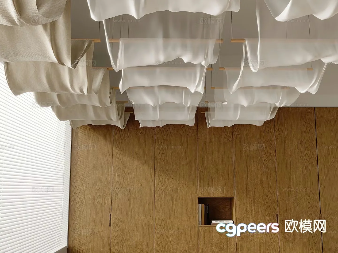 Chinese style curtain ceiling 3D model