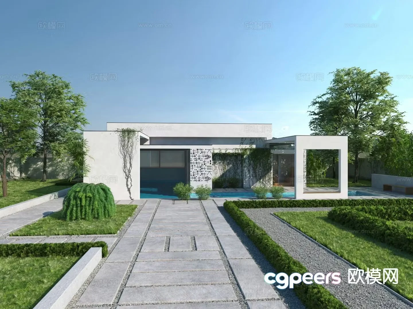 Modern landscape courtyard 3d model