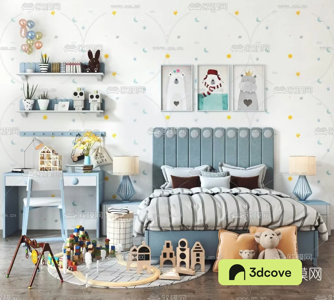 Modern children’s bed desk chair toy