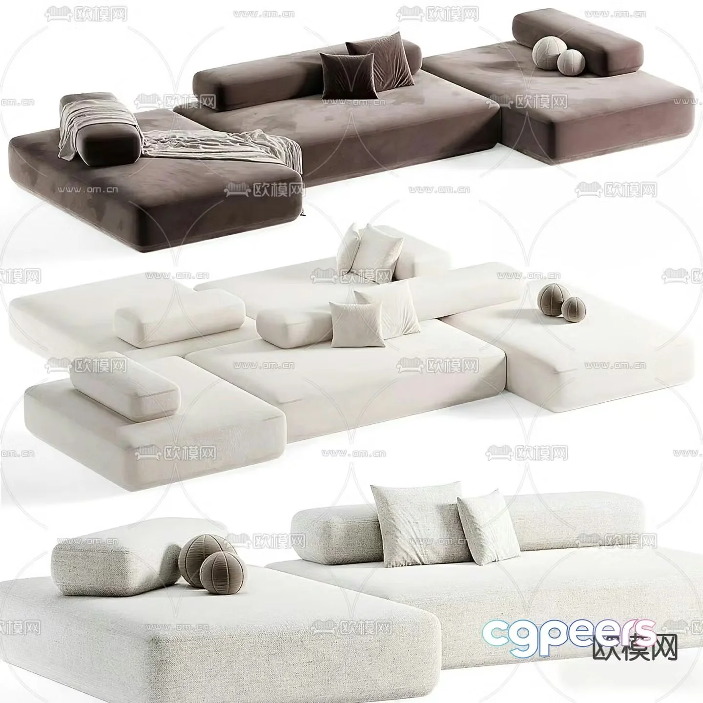 Modern multi-seater sofa 3d model