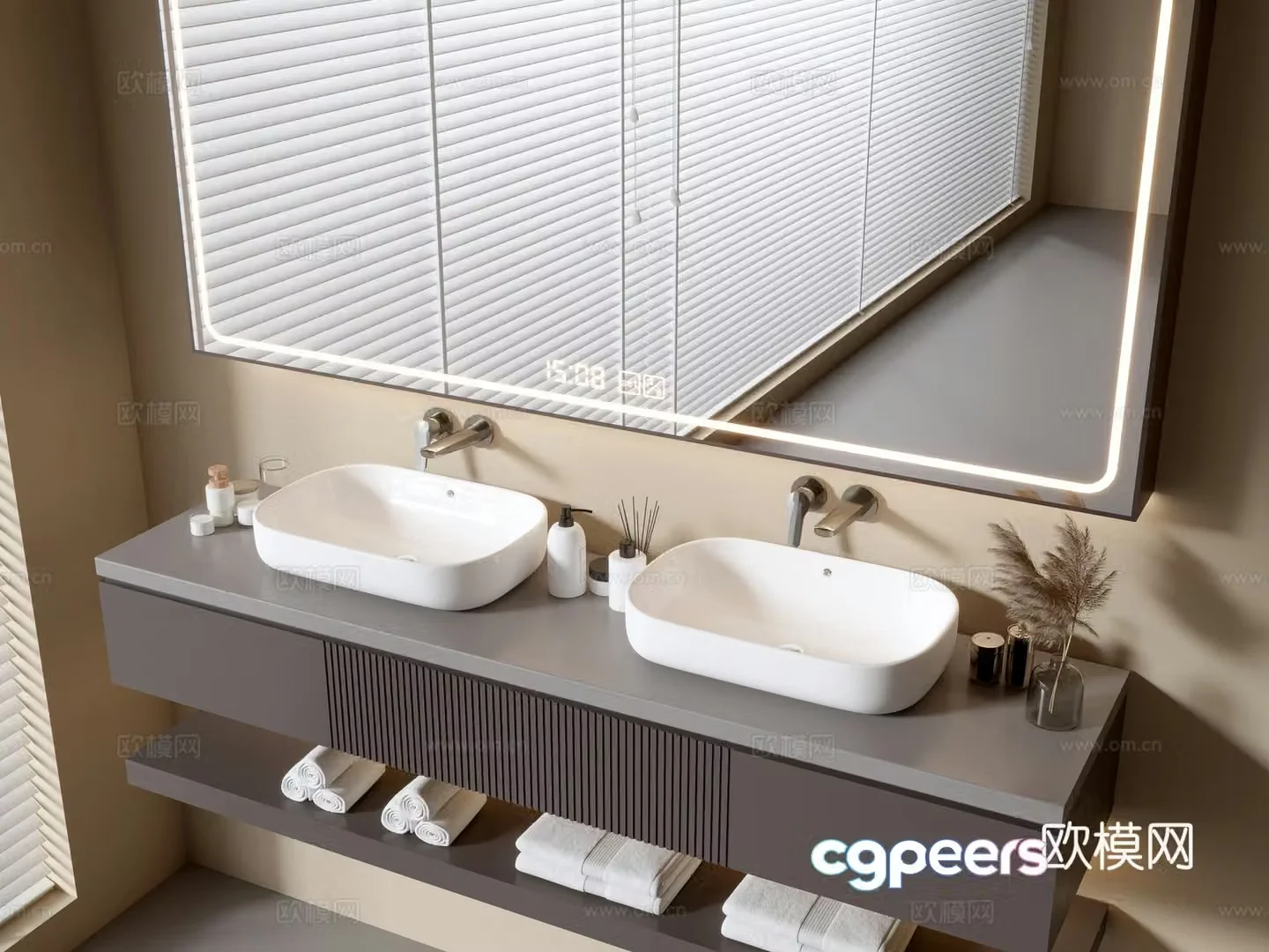 Modern bathroom cabinet bathroom basin bathroom ornaments mirror cabinet sink 3d model