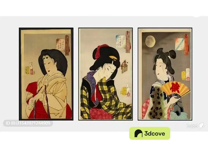Three Japanese Women In Traditional Attire