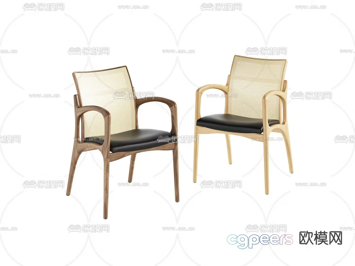 Rattan chair dining chair 3d model