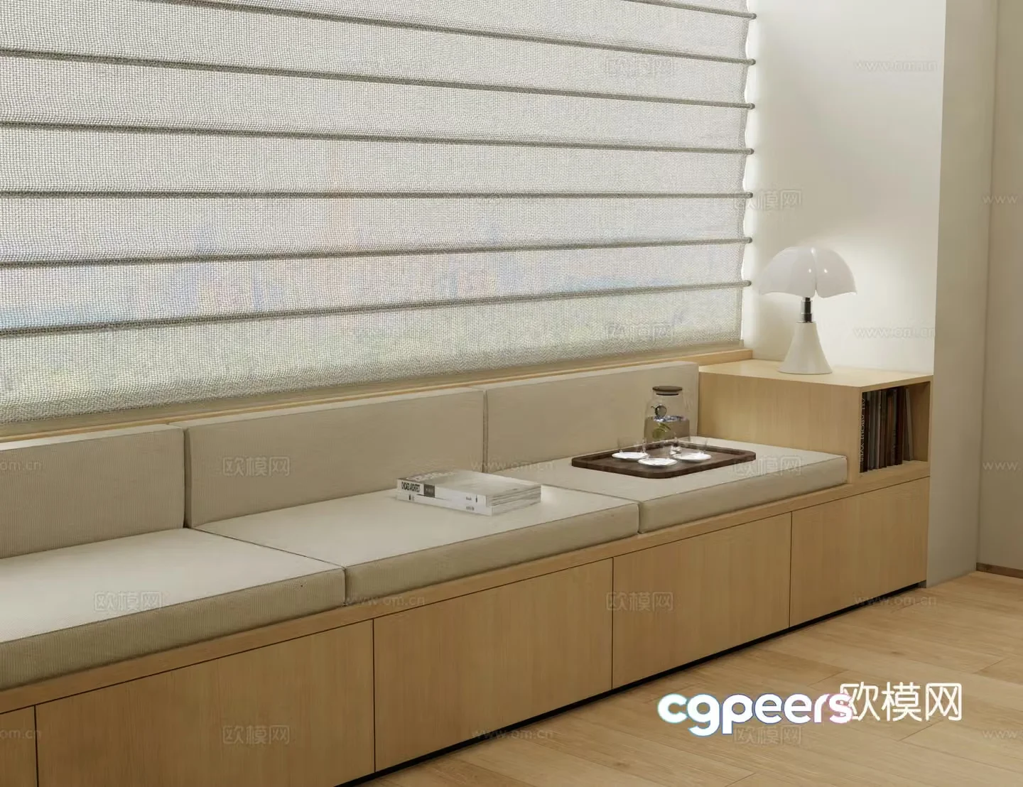 Modern booth sofa bay window booth bay window cabinet 3D model