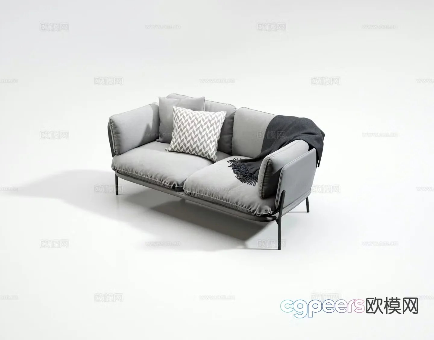 Double sofa upholstered sofa 3d model