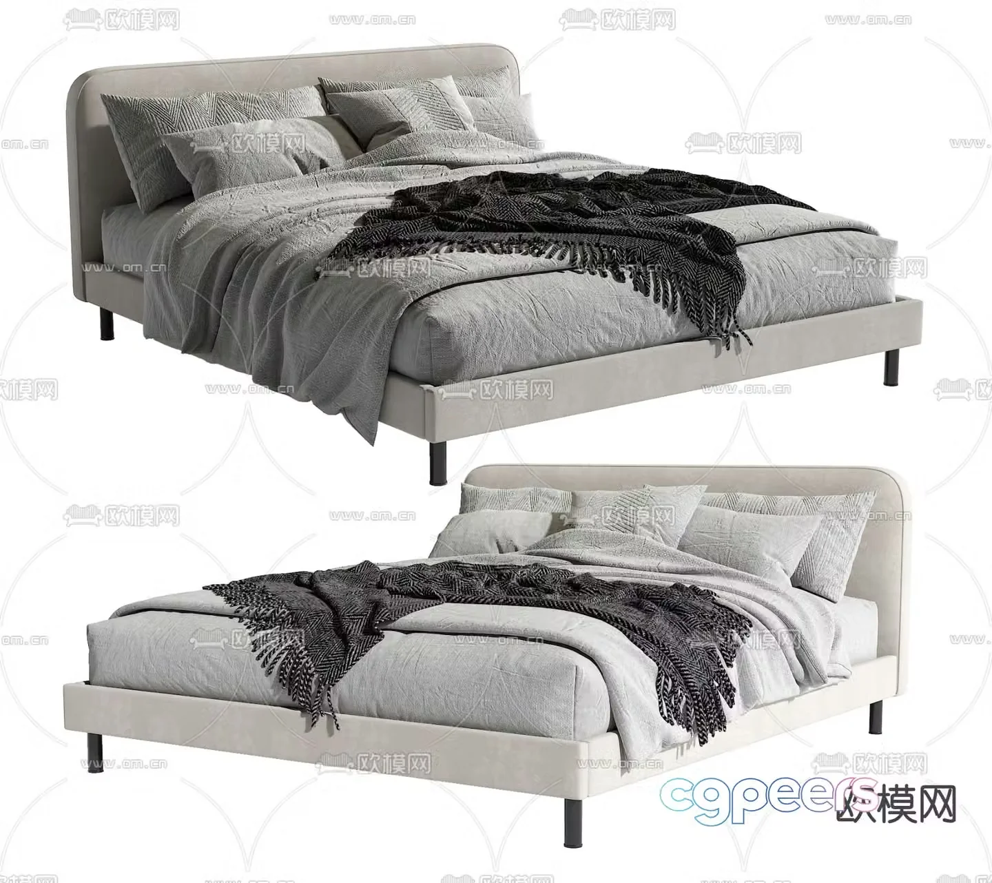 Modern double bed 3d model