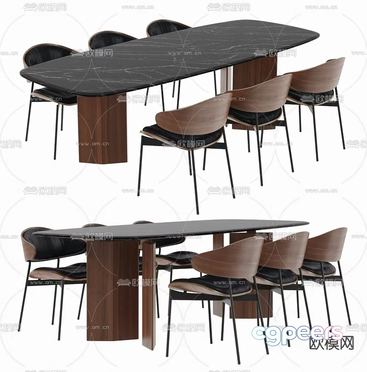 Bar dining table and chairs slate dining table 3d model
