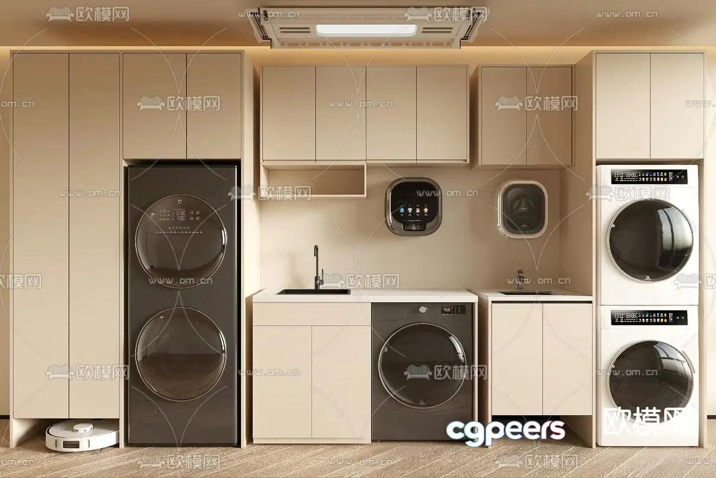 Modern washing machine cabinet storage cabinet 3d model
