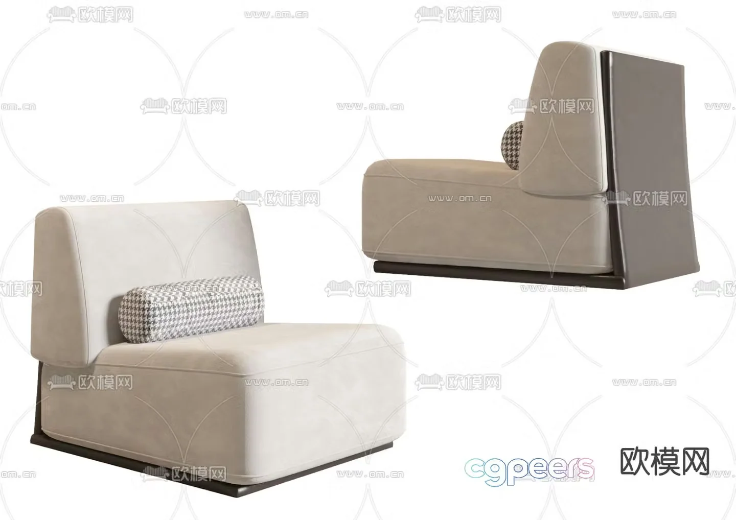Poliform modern white fabric single sofa 3d model