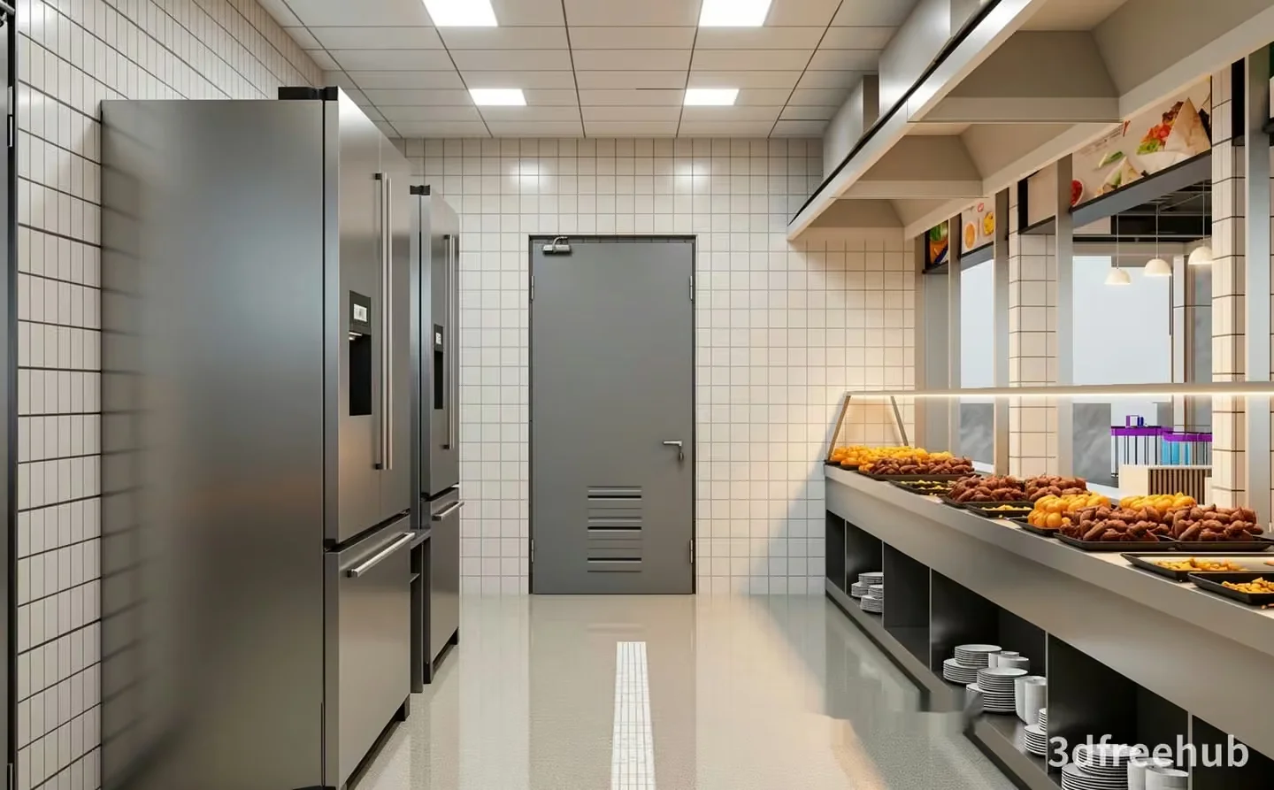 Modern Commercial Kitchen 3D Model – 23186 – VRAY Render