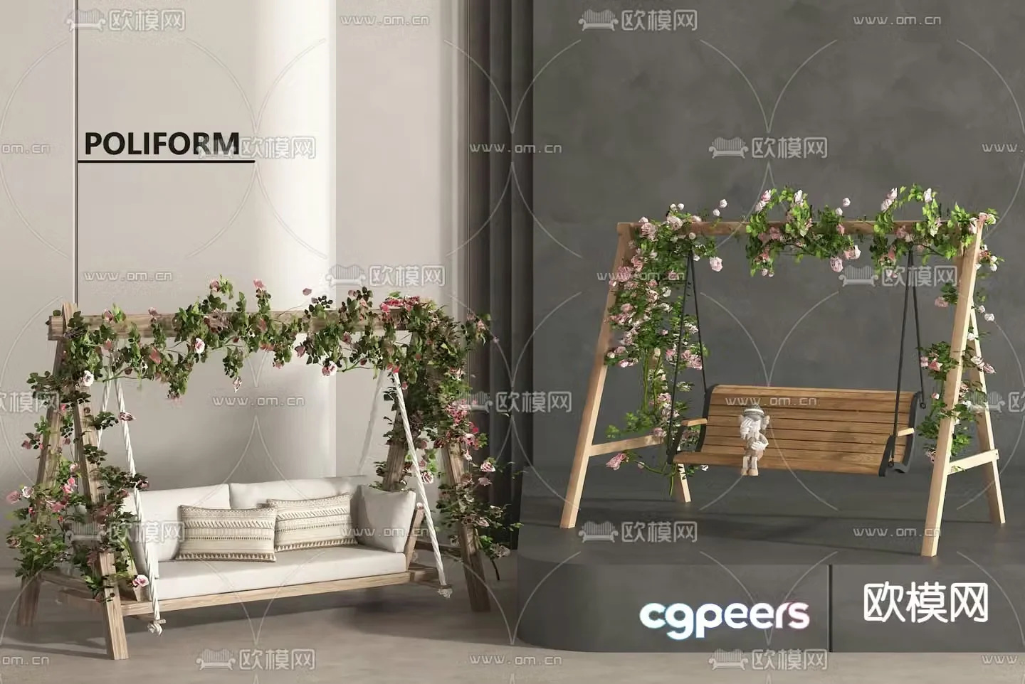 Outdoor swing chair hanging chair outdoor rocking chair 3d model