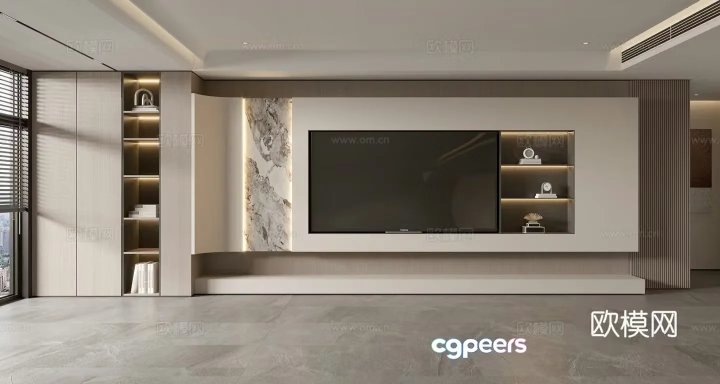 Modern TV background wall 3d model